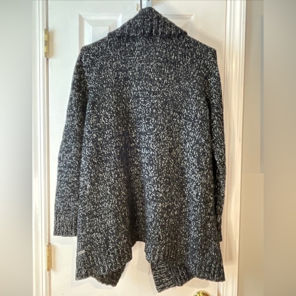 EDDIE Bauer Cardigan Size Large Black Chunky Knit Open Front Lounge - Picture 8 of 14